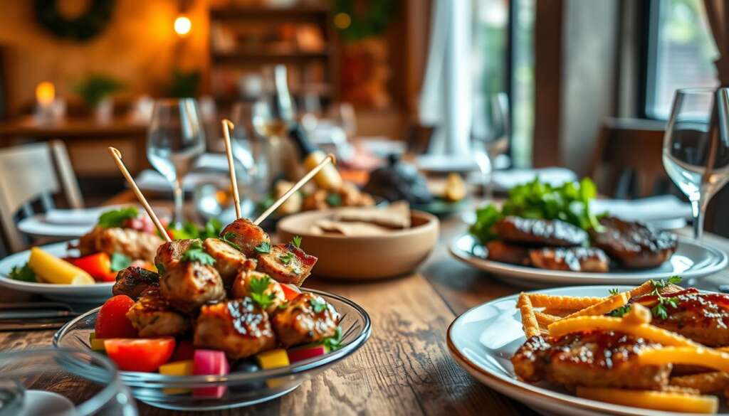 Pfannengerichte wie Poulet-Satay und Kalbssteaks Pfannengerichte wie Poulet-Satay und Kalbssteaks