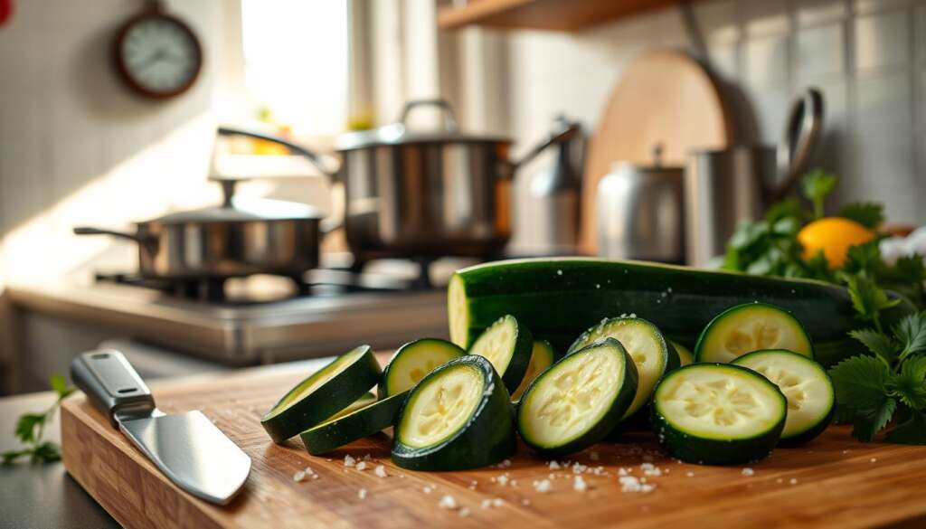 Zubereitung von Zucchini für perfektes Braten